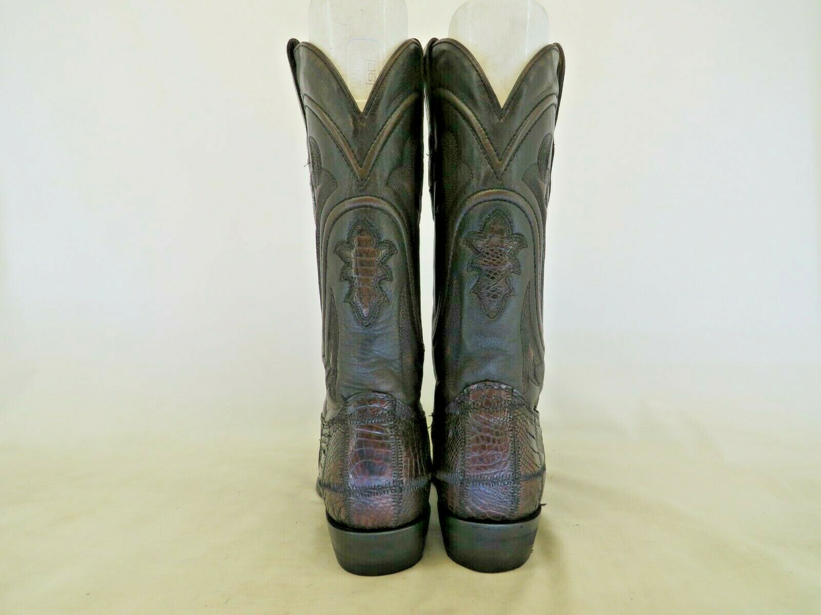 Corral Distress Brown Leather Patchwork Caiman Ga… - image 7