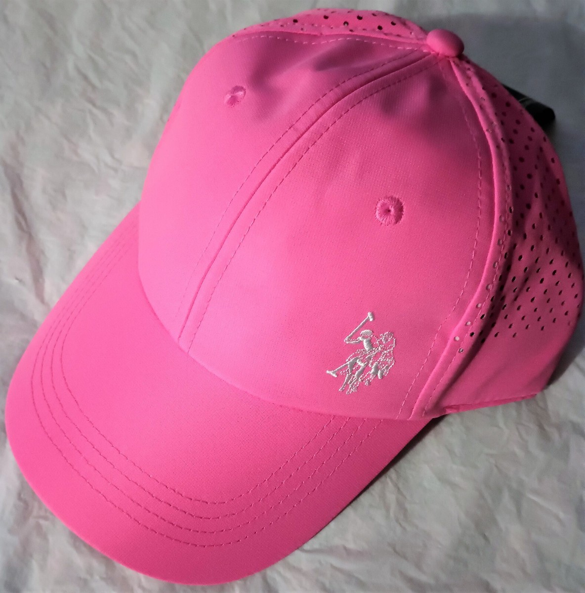 Polo Women's Pink Adjustable Cap with Embroidered White