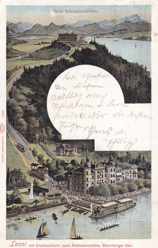 Litho AK 1912 Deutsches-Reich Leoni Drahtseilbahn Rottmannshöhe Starnbergersee !