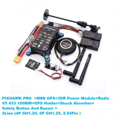 Pixhawk PRO Flight Controller with GPS & V5 100MW 433Mhz Telemetry Radio for Qua