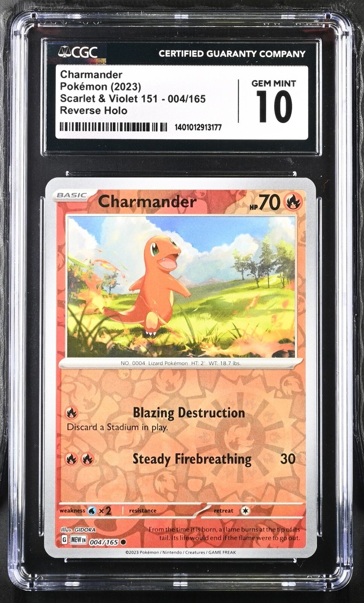 CGC Graded 10 Gem Mint Charmander 004/165 151 Reverse Holo Pokemon Card MEW  EN | eBay