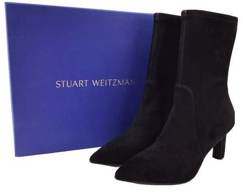 Stuart Weitzman Leigh 45 Black Suede Pointed Toe Kitten Heel  display picture 1