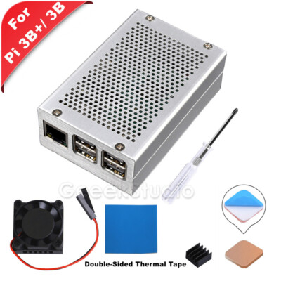 Raspberry Pi 3 B+ Case Aluminum Metal Case Enclosure Kit + 5V 3A Power Supply