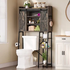 Over The Toilet Storage Cabinet with Shelves & Doors Toilet Shelf Space Saver