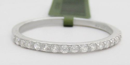 LAB CREATED WHITE SAPPHIRES HALF ETERNITY RING .925 STERLING SILVER - NWT