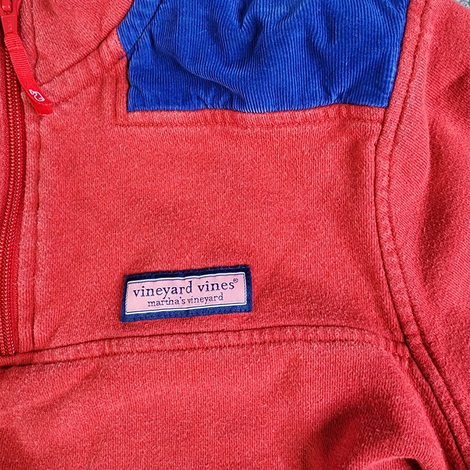 Vineyard Vines Quarter Zip Sweater Boys XL (18) Red Fleece 1/4 Zip Pullover - Image 3 of 4