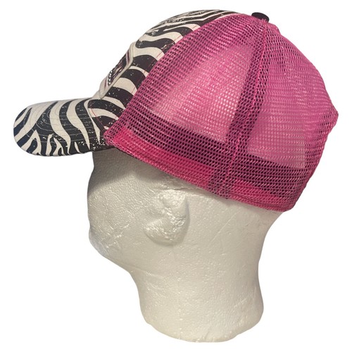Grave Digger Monster Truck Racing Trucker, Snapback, Black Pink Zebra Print Hat - 第 4/8 張圖片