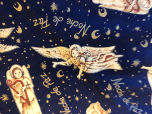Fabric Vintage Christmas Angels w/ Harp “Noche De Paz” (Night of Piece) 36”x42” - Picture 2 of 3