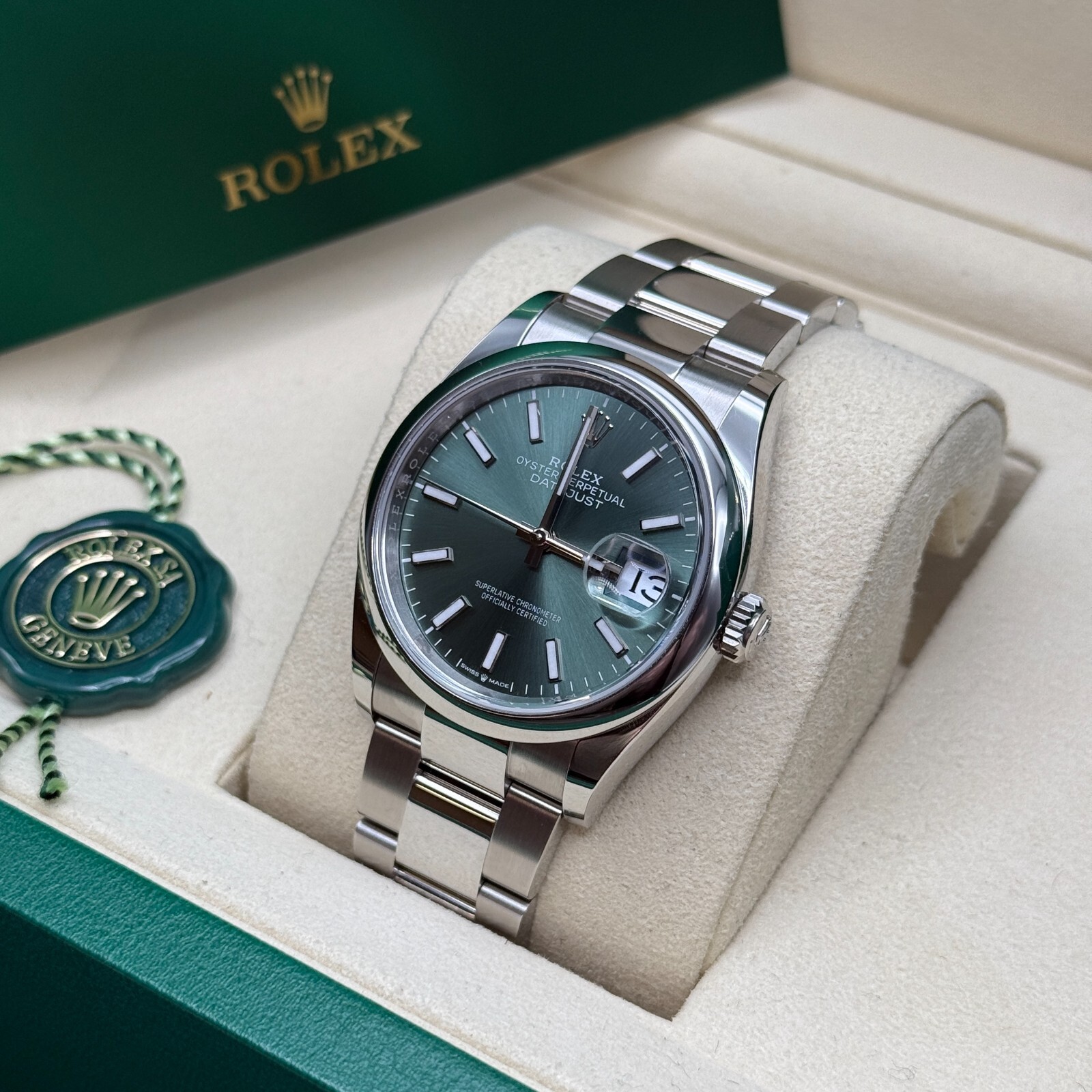 Rolex Datejust 36 NEW 2025 Mint Green Index Dial Stainless Steel Smooth Oyster image 3