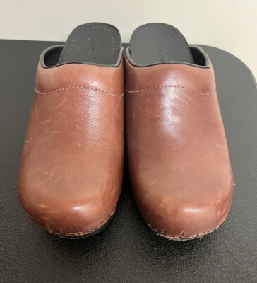 Lands' End Nursing Clogs Open Heel Size Brown Women Leather