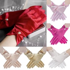 Women Short Satin Glove Christmas Fancy Dress Evening Costume Wedding Gloves U  