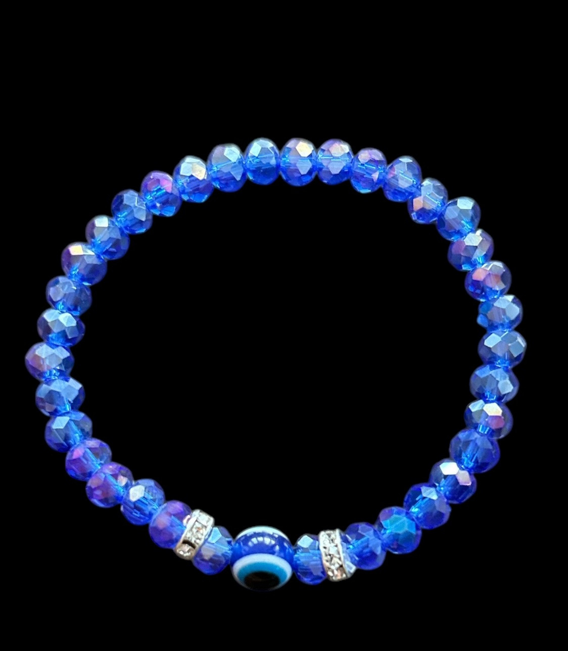 Faceted Crystal Glass Reiki Beaded Elastic Stretch Handmade Bracelet  