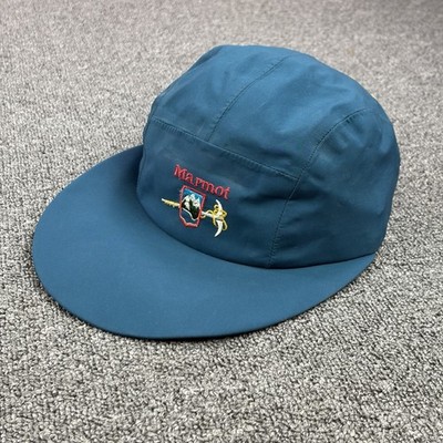 Vintage Marmot Gore-Tex 3 Ply Hat Cap Olive Strapback Made In USA Logo Wide Brim