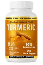 Turmeric With 95% Curcumin Joint and Muscle Pain Relief With Black Pepper
