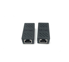 Lot of 2 RJ45 Coupler Ethernet Cable Extender Female to Female Black