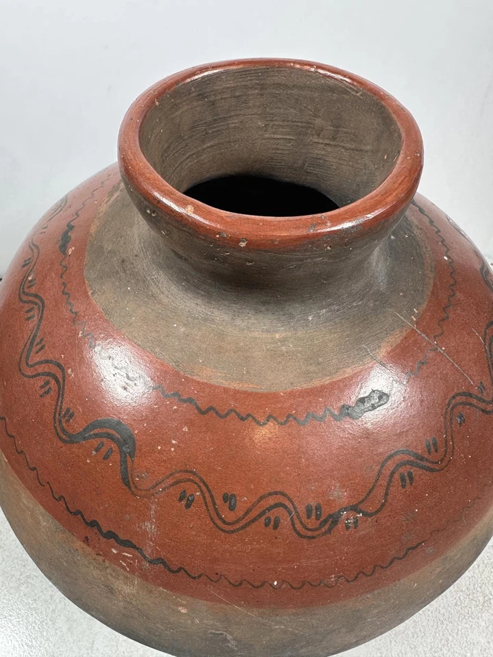 Olla mexicana Olla cerámica artesanal rústica de mediados de siglo de colección  Foto 2 de 4