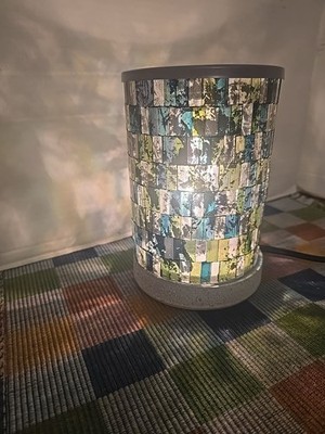 Scentsy Ocean Mosaic Warmer Lampshade & Broad Cement Base Complete w/Bulb No Box