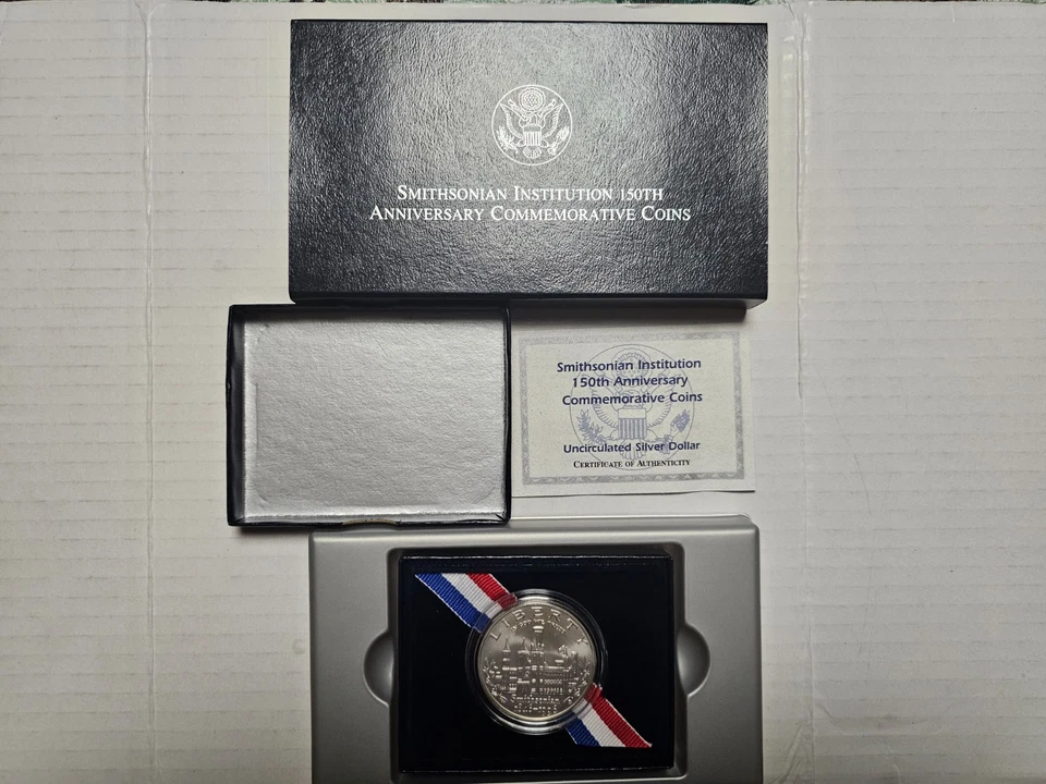 1996 D U.S. Mint Smithsonian 150th anniversary Commemorative Unc Silver $1 W/OGP - Image 2 of 4