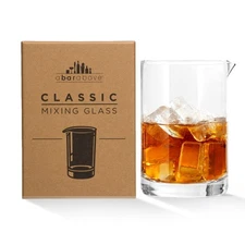 18oz Classic Style Cocktail Mixing Glass, Thick Sturdy Glass Beaker, Bar Tool