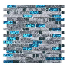 Blue 12 In. X 12 In. Glass Mosaic Tile for Kitchen Backsplash or Bathroom Backsp