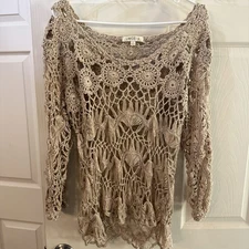 UMGEE Open Top Sz 1XL Taupe Boho Chic Lagenlook Whimsigoth Festival