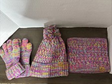 Womens Long Scarf Gloves Winter Beanie Hat Set Cold Weather Hat Scarf Glove Set