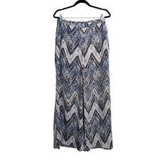 ASTR Women's Blue White Chevron Wide Leg Pants Size Large