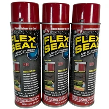 3 Flex Seal Red Liquid Rubber Sealant Coating Spray Cans FSREDR20 14 Oz Cans New
