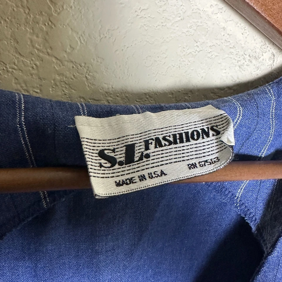 Maxi Vestido De Colección SL Moda Jean Denim Rayas Mujeres OS 90s Azul Playa Verano Foto 4 de 4