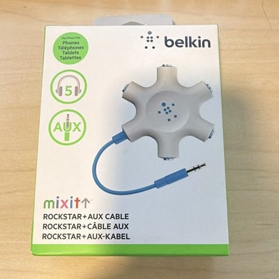 Belkin RockStar + AUX 5-Way Headphone Splitter 6 in White/Blue F8Z274BT