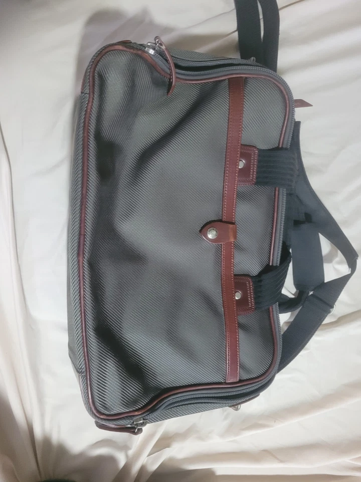 Filson Passage Alforja Maletín Mensajero Grande Ripstop Laptop Cuero Verde Foto 3 de 4