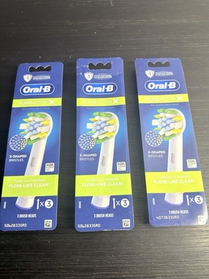 Oral-B Floss Action Replacement Electric Brush Heads - 3 Pack Lot Of 3