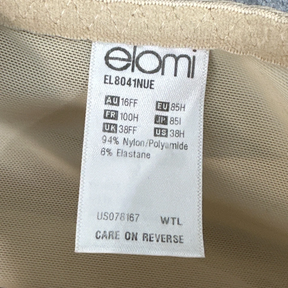 Elomi Underwire Bra Womens Size 38H Tan Nude Energise Full Coverage Support - Image 4 of 4
