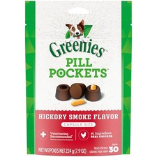Greenies Pill Pockets Large Dog Treats Hickory Smoke 30 Count for Capsules