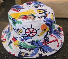 Polo Ralph Lauren Bear Reversible Bucket Hat Beach Tropical Navy 2T-4T Boys