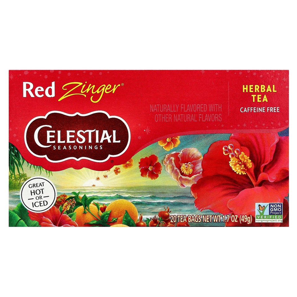 Herbal Tea, Red Zinger®, Caffeine Free, 20 Tea Bags, 1.7 oz (49 g)