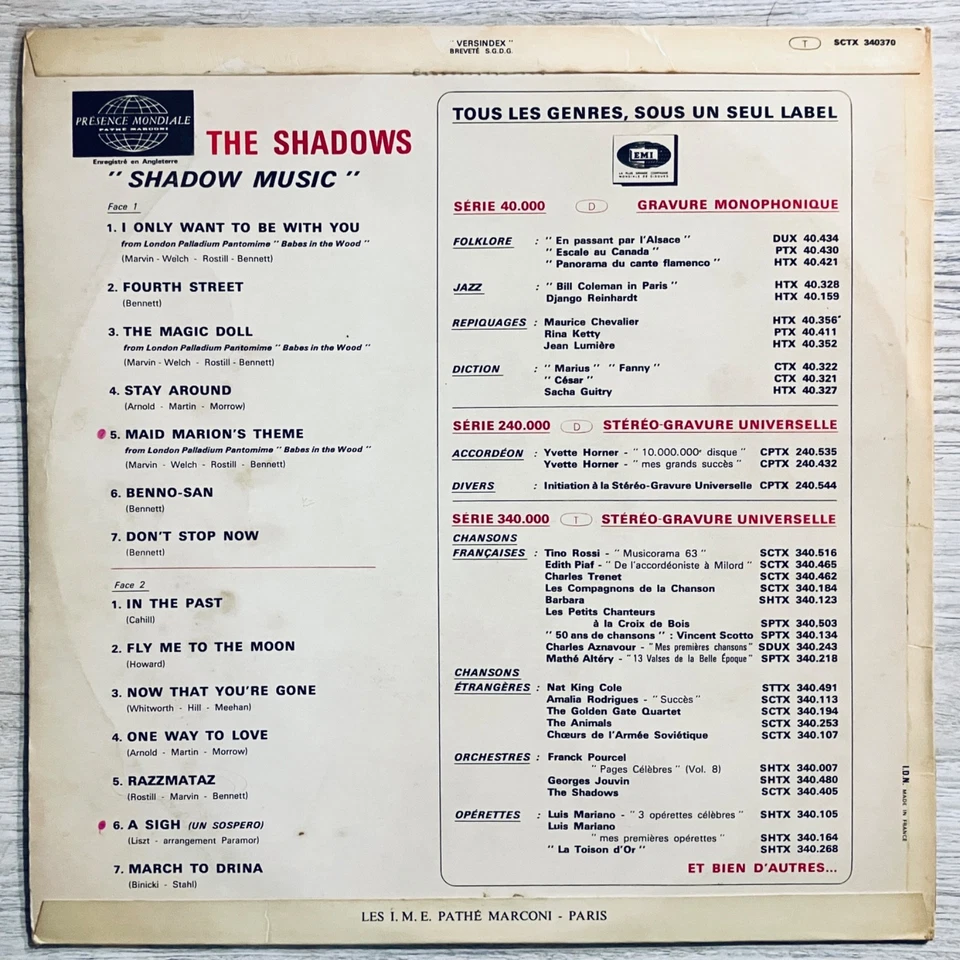 THE SHADOWS - " Shadow Music " LP, Columbia SCTX 340.370 - STEREO - Photo 2/4