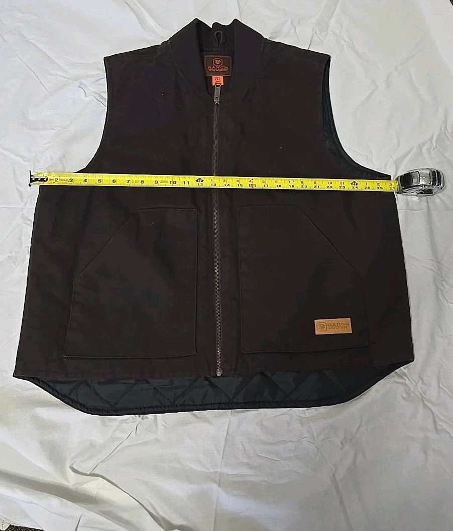 NWOT Ranch Tough Vest Mens 2XL Reg Brown Canvas Full Zip Insulated Workwear