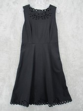 Talbots Dress 8 Black Eyelet Lace Trim A Line Midi Career Office Casual Stretch