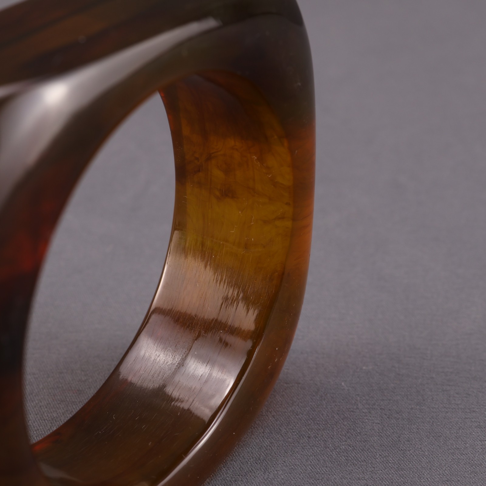Vintage Translucent Brown Bakelite Bangle Bracele… - image 5
