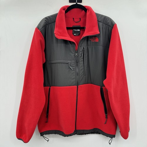 The North Face Men's Denali Fleece Jacket Size L Red Gray Outdoor Polortec Liner
