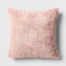 Oversized Pieced Faux Fur Square Throw Pillow Light Pink - Threshold