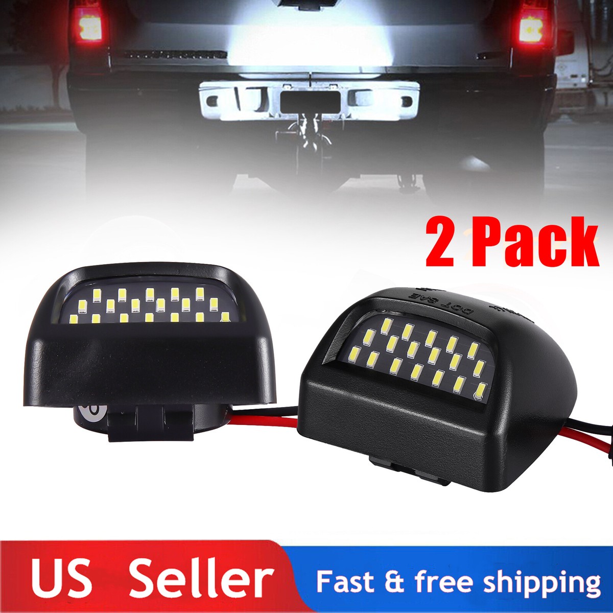 LED License Plate Light Assembly For Chevy Silverado & GMC Sierra 1500-3500 – White/Red