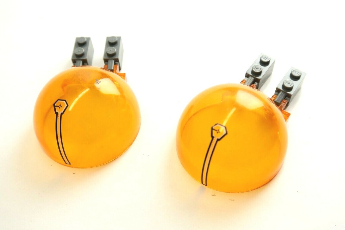 2x Two Lego Stk Cockpit/Dome 6x6x3 Transparent Orange Glued 50747