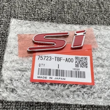 GENUINE OEM Silver+Red Si Emblem For Honda civic 2Dr 4Dr Trunk Rear JDM Badge