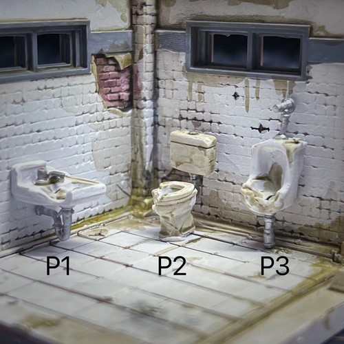 Diorama 1/64 Toilet Sink Model Painted City Scene Display Model Accessories Toy - Picture 2 of 20