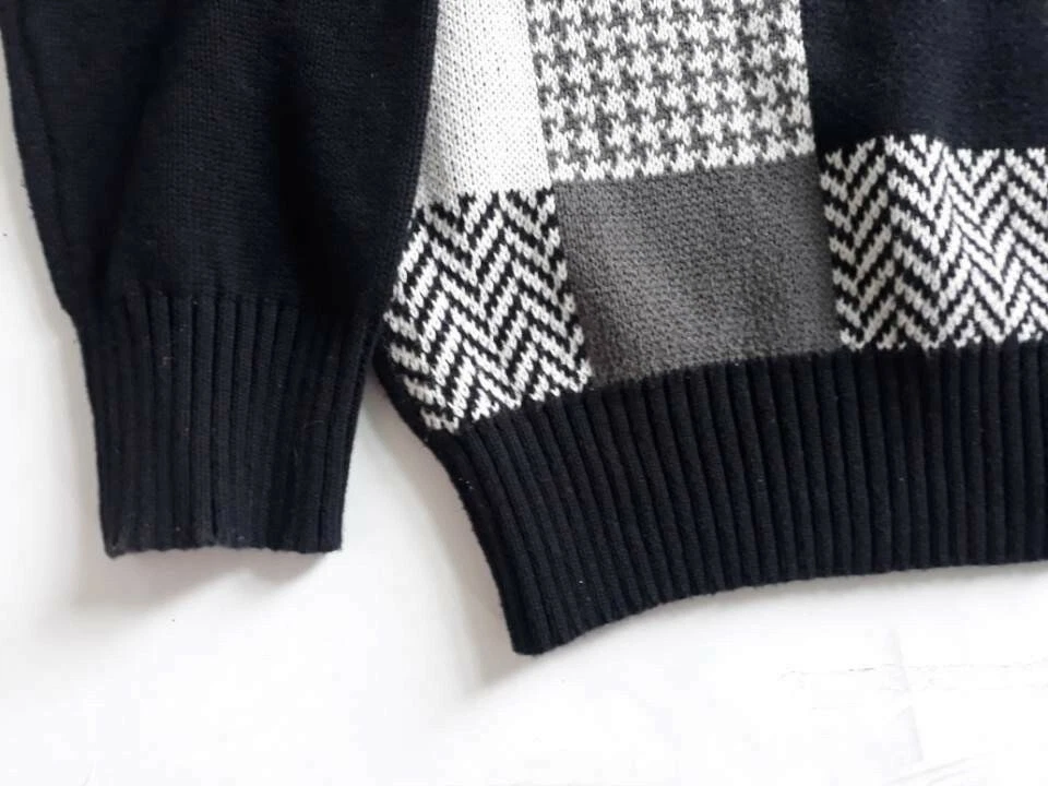 Geoffrey Beene Men's 100% Cotton Knit Sweater Pullover Size LT Black White Grey  - Image 3 of 4