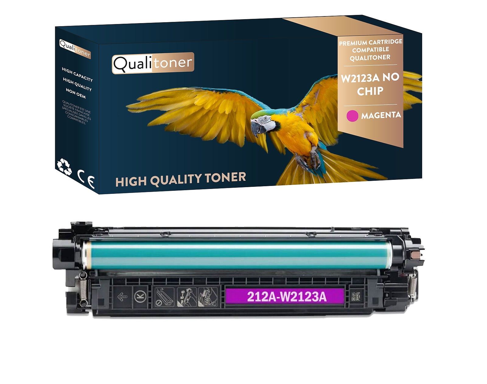 Toner pour HP W2123A haute précision assurant des impressions magenta nettes