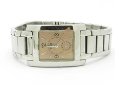 Pre-Owned ESQ Ladies Watch Peach Dial Chronograph Rectangular Watch New Batterty