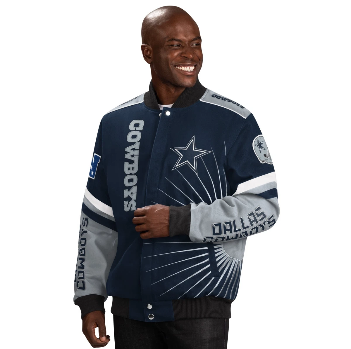 Men's G-III Sports by Carl Banks Navy/Silver Dallas Cowboys Extreme Red Zone Full-Snap Jacket Size: Medium